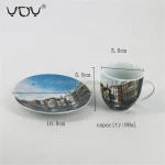 antique personalized china bone ceramic coffee cup with saucer set