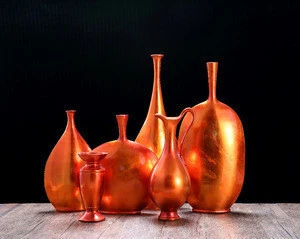 Antique resin imitation metal vase gold brass teapot flower vase