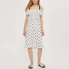 Apparel cold shoulder polka dot knee length dress
