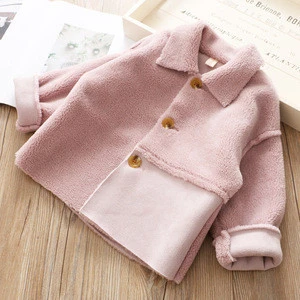 B23422A 2018 Autumn new fashion Sweet Little Girls suede warm coat