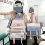 Backpack set 5 pieces Large capacity School Teenager Book Bag For Girls Cute Student Backpack
