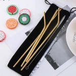 Bar Accessories Set of 5pcs Rainbow 304 Metal 18/10 Stainless Steel Straws