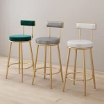 Bar Stool Velvet Kitchen Leather Counter High Cheap Furniture Modern Metal Stool Chair Bar With Back Gold Nordic Luxury Home