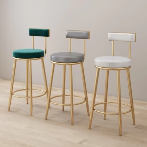 Bar Stool Velvet Kitchen Leather Counter High Cheap Furniture Modern Metal Stool Chair Bar With Back Gold Nordic Luxury Home