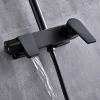 Bath waterfall brass wall mount faucet hot cold water mixer rain shower set