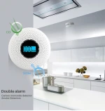 Battery operated combination carbon monoxide and smoke alarm with CE LED display