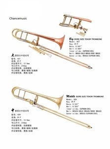 Bb tenor trombone brass Professional yellow brass tenor trombone 42H
