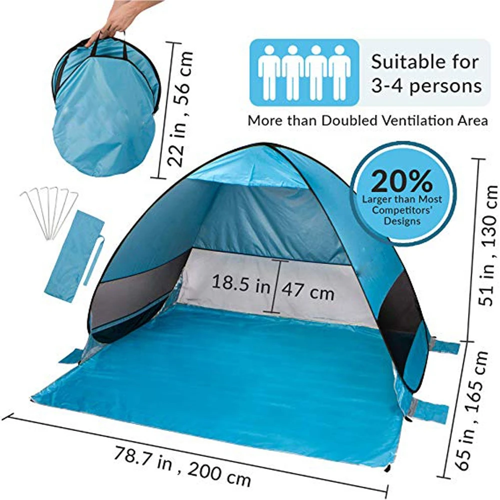 Beach Tent Pop Up Sun Shade Shelter Anti UV UPF 50 Instant Easy Open Popup Portable Pop Up Beach Tent, Pop Up Tent Beach