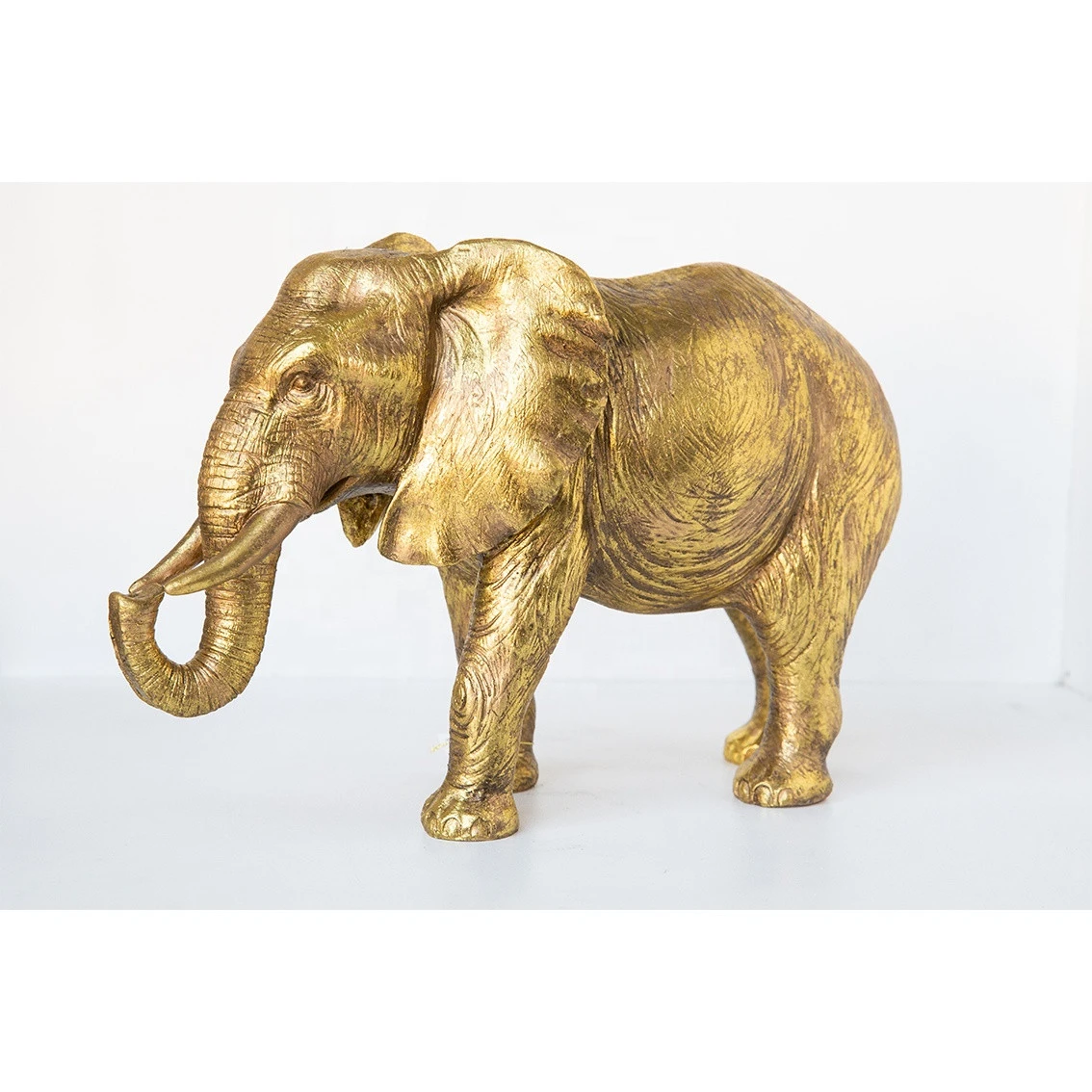 Beautiful High Quality Golden Animal Figurines Statue Home Decoration in Resin Elephant