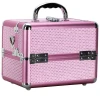 Beauty Art Craft Storage Tool Box 4-Tiers Expandable Trays Cosmetic Makeup Train Case Tattoo Organizer Travel, Pink Krystal