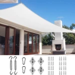 Beige Rectangle Waterproof Polyester Canopy Sun Shade Sail
