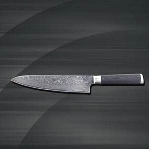 Black Color #430+Micarta Handel Damascus 8" Chef Knife