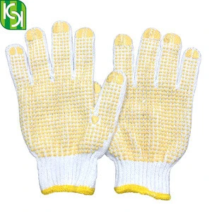 Bleached PVC Dotted Cotton Working Hand Safety Gloves