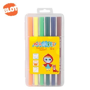 BLOT 12 36 Bright Colors Plastic Box Packing Super Washable Dual Tip Washable Marker Pen Water color Brush Pens Set For Kids