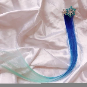 blue color.Shimmering powder sequins ice cream silk bow duckbill clipBBChildrens artificial hair bun suit
