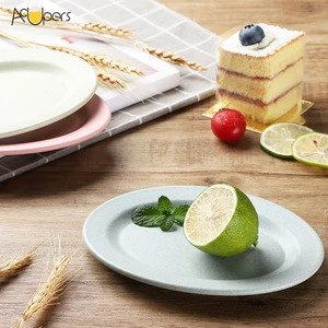 BPA Free Recycle Unbreakable Wheat Straw Fiber Plastic Oval Dish Breakfast High Tea Plate For Snack 3353J