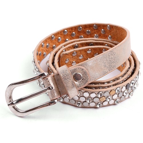 Brand Fashion Women&#39;s Casual Rivet crystal Decoration PU Leather Belts for Customized Logo Style