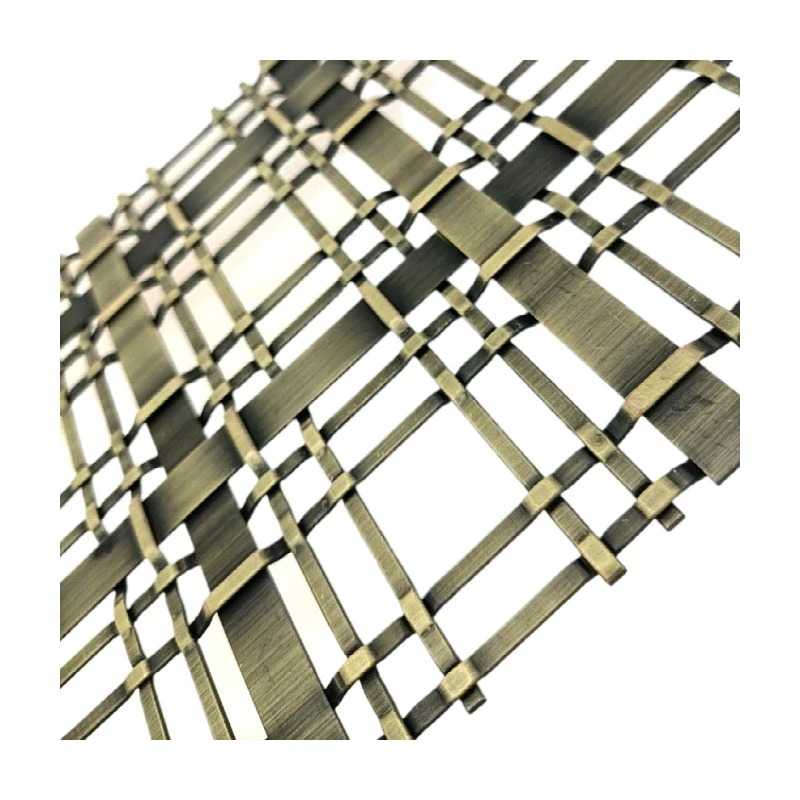 Burnished Brass Flat crimped Wire Grille Diamond Metal Wire Mesh as Architectural Metal Panels
