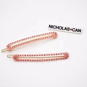 Canyuan korean big diamond hairpin thin long pink acetate hairpin for women