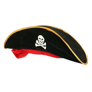 Cheap Adult Buccaneer Pirate Tricorn Black Halloween Party Hats