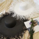 Cheap hand made woven paper straw hat Summer lady beach hat Sun hat