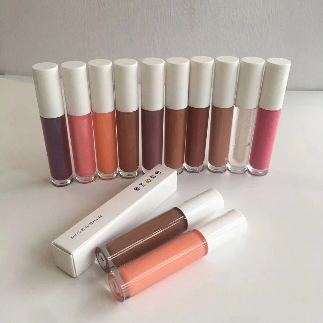 Cheap in stock lip gloss glossy best selling nude colors brown lipgloss with private label