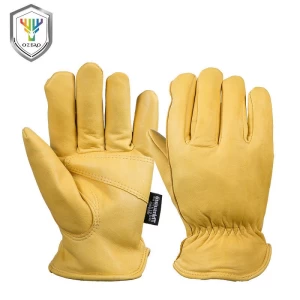 Cheap Price Sheepskin Lined Leather Work Safety Gloves Winter