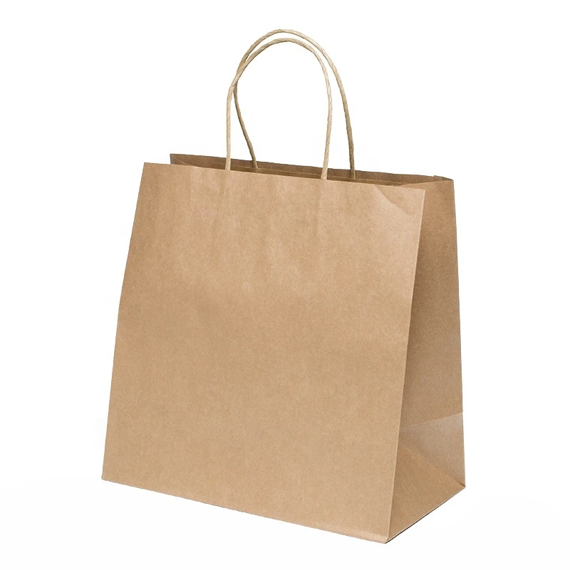 cheap with high quality food recycled brown kraft paper bag with twisted handle