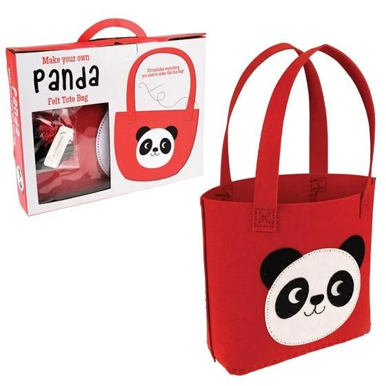children hand hobby die cut animal red panda diy handmade tote bag felt kids craft set