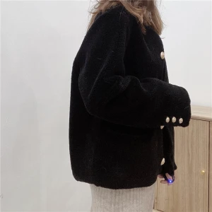 China custom fashion design faux sheep shearling 100% wool women jacket