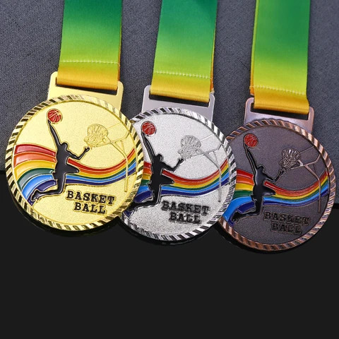 China Custom Logo Metal Craft Bronze Marathon Sports Medal with Ribbon