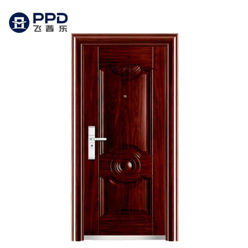 China Door Factory Phipulo Exterior House Modern Metal Safety Doors with Steel Door Frame