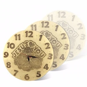China laser cut wood watch wall clock