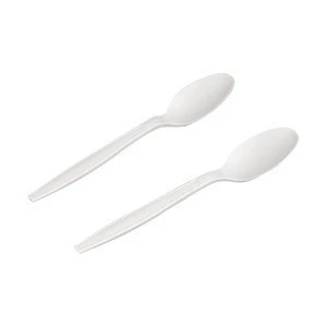 China Manufacturer directly supply clear white flatware disposable plastic Corn Starch spoon