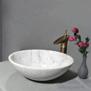 China Supplier White Round Sink Bathroom Stone Wash Basin