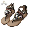 China suppliers boho ethnic style crystal Toe sandals with zipper