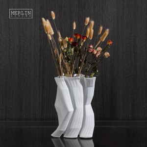 China Wholesale 3D Printed Rippling Flower Home Decor Ceramic Vase