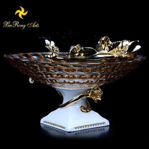 China wholesale customized shape home decoration glass compote glass vase with resin material