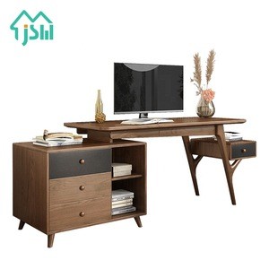 Chinese Style Modern Walnut Wooden Office Furniture Set Computer Office Desk