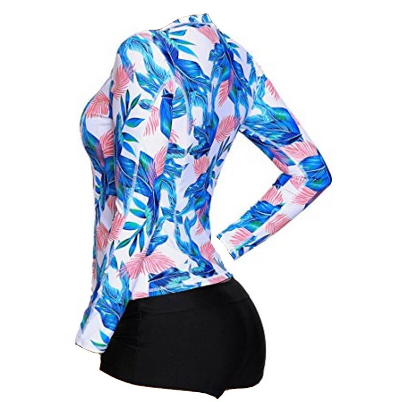Chlorine resistant sun block swim shirt womens rashguard set upf50  long sleeve surfing tee