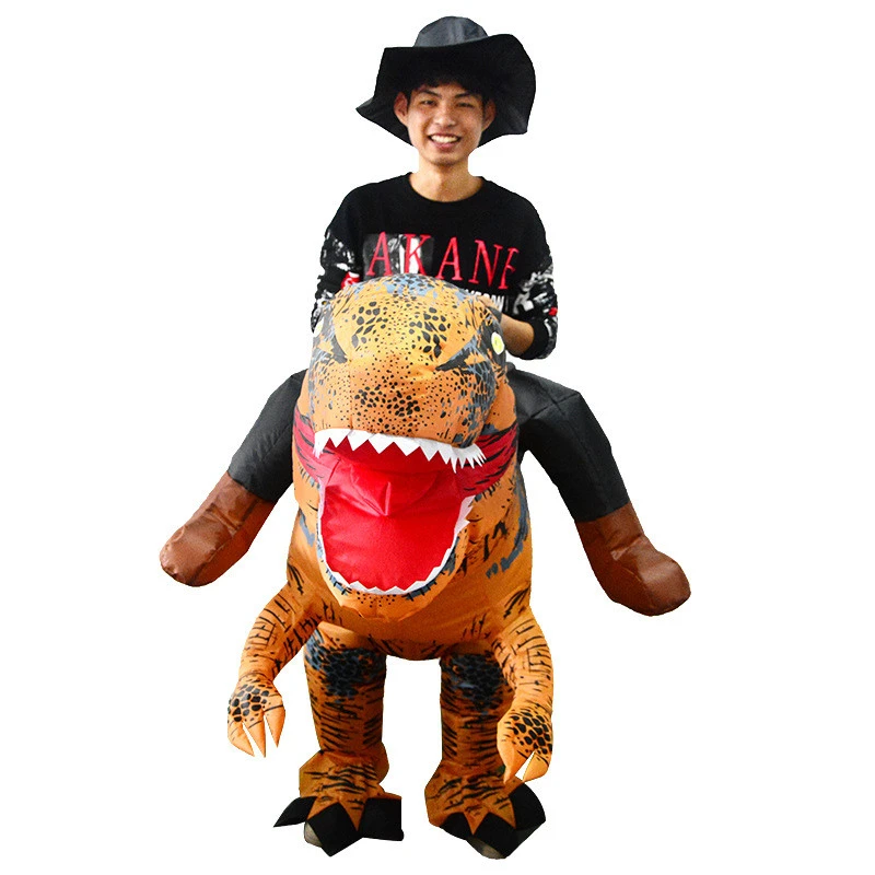 Christmas Riding Tyrannosaurus Inflatable Costume Halloween Dinosaur Inflatable Walking Doll Costume