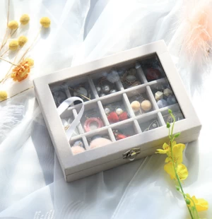 Clear Lid Earrings Tray Showcase Display Storage Necklace Ring Organizer Box Case Velvet Glass Jewelry Box