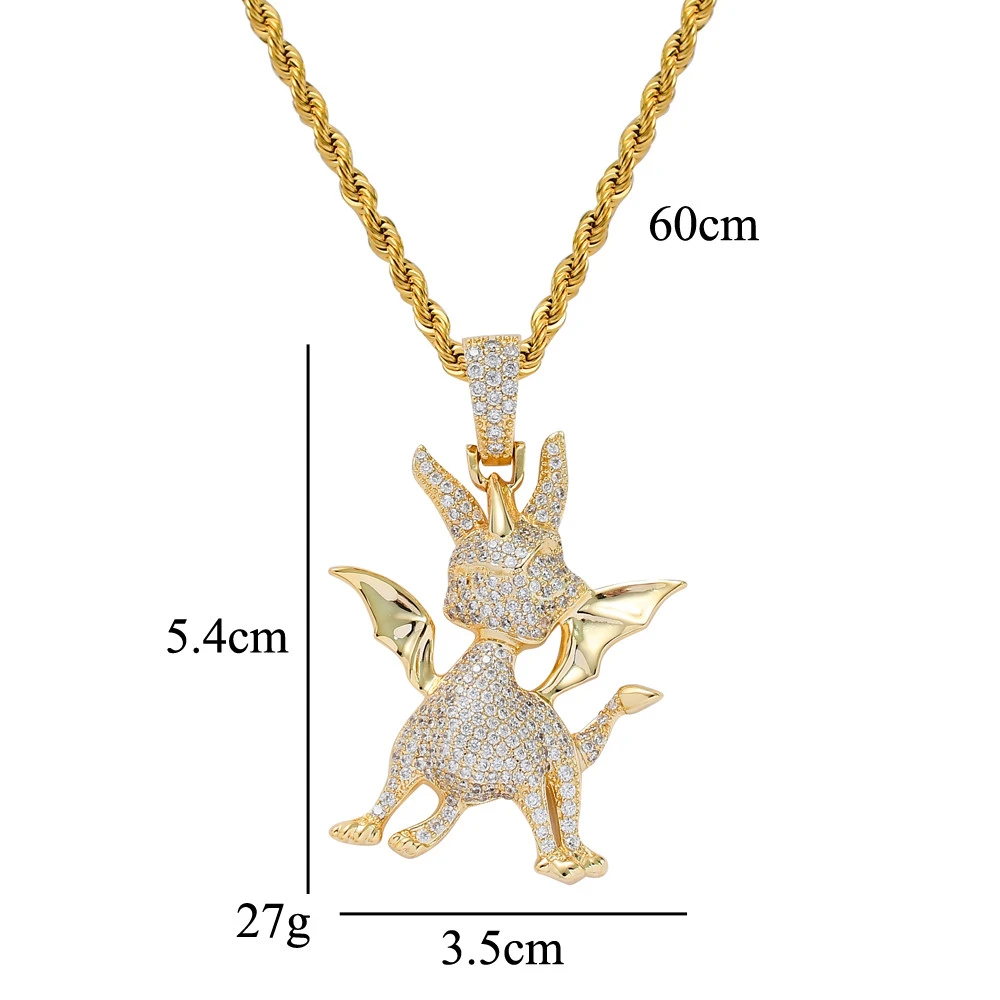 CN195 Fashion animal  Pendant  Brass Micro pave with CZ Bling Bling Mens Heart  Necklace Rock Hip  hop Jewelry