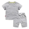 Conyson 2022 Summer Solid Color Cotton Shorts And T Shirt Kids Clothing Sets Custom Baby Boys Clothing Sets 4 To 12 Years Old