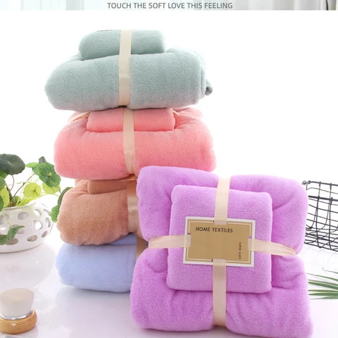coral fleece absorbent soft bathroom towels bath luxury microfiber towel and bath towel sets 2pcs