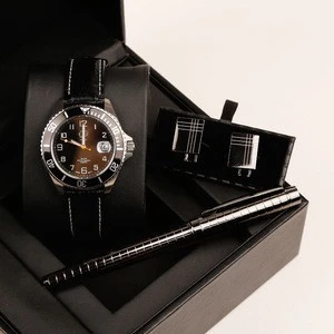 Cufflink Pen Mens Luxury mechanical quartz Watch Gift Set with PU Box for Business Partner