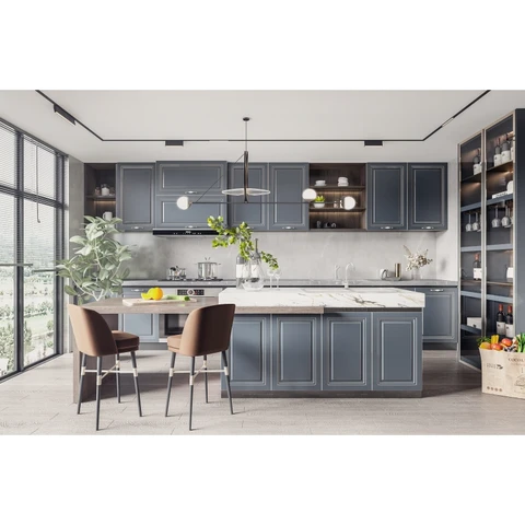 Buy Custom American Style Kitchen Cabinet Waterproof Walnut Wood Shaker ...