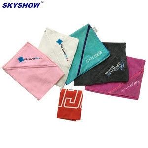 Custom antibacterial microfiber sport gym towel with embroidered logo zipper pocket