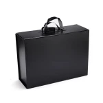 Custom black book shape rigid cardboard packaging for handbag