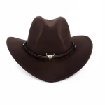 Custom cheap advertise mens brown american style felt cowboy hats